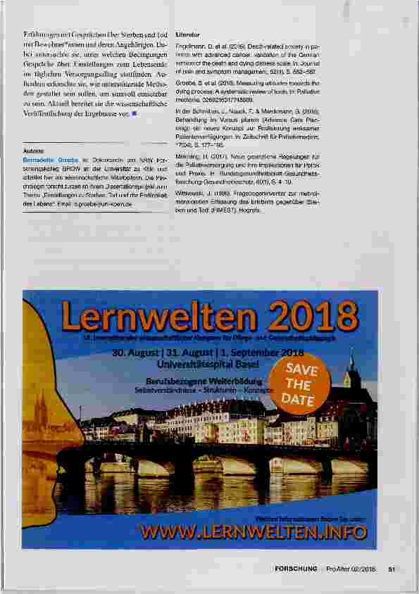 Vorschauseite 4: Einstellungen zu Sterben, Tod und der Endlichkeit des Lebens im Versorgungsalltag