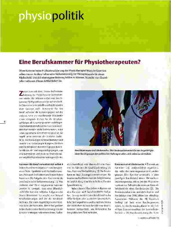 Vorschauseite 1: Eine Berufskammer für Physiotherapeuten?