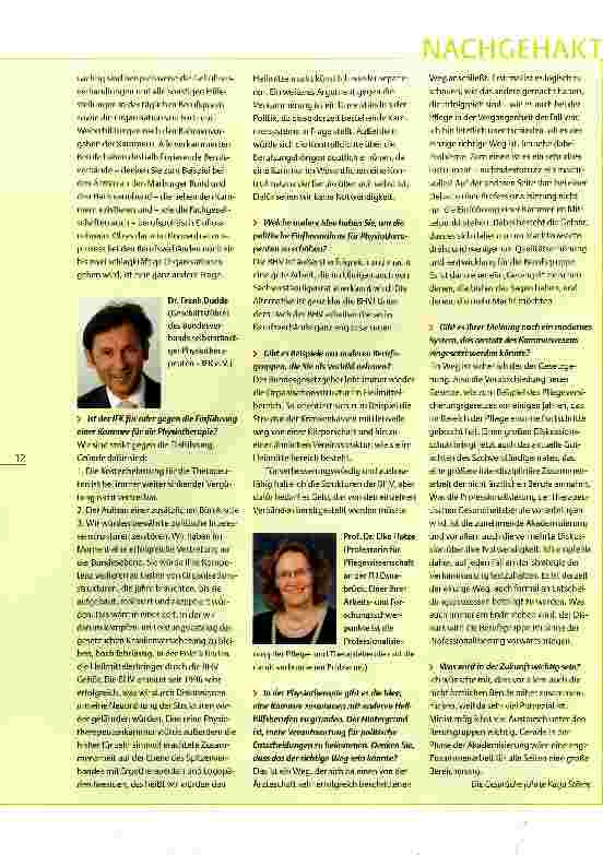 Vorschauseite 4: Eine Berufskammer für Physiotherapeuten?