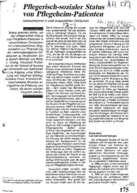 Vorschauseite 1: Pflegerisch-sozialer Status von Pflegeheim-Patienten