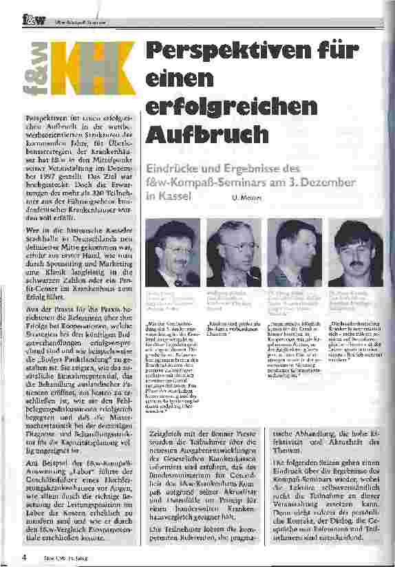 Vorschauseite 1: Perspektiven für einen erfolgreichen Aufbruch Eindrücke und Ergebnisse des f&w-Kompaß-Seminars am 3. Dezember in Kassel