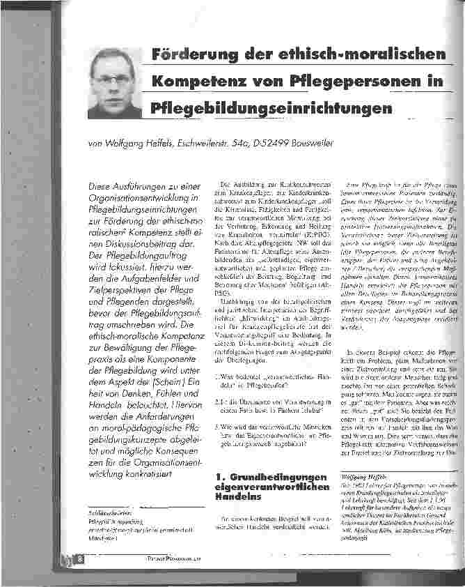 Vorschauseite 1: Förderung der ethisch-moralischen Kompetenz von Pflegepersonen in Pflegebildungseinrichtungen