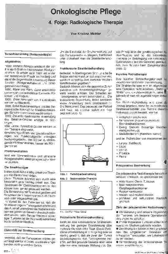 Vorschauseite 1: Onkologische Pflege 4. Folge: Radiologische Therapie