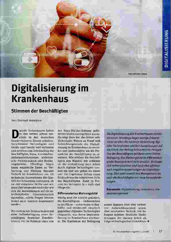 Vorschauseite 1: Digitalisierung im Krankenhaus