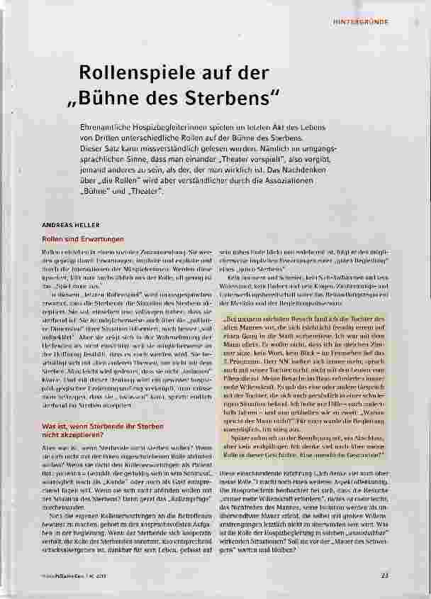 Vorschauseite 3: Rollenspiele auf der Bühne des Sterbens