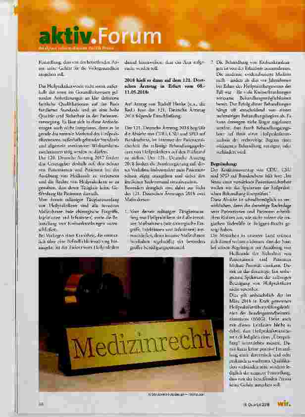 Vorschauseite 3: 91. GESUNDHEITSMINISTERKONFERENZ VOM 20. UND 21. 06. 2018 IN DÜSSELDORF Wenn sie von Reform sprechen, müssen wir wachsam sein