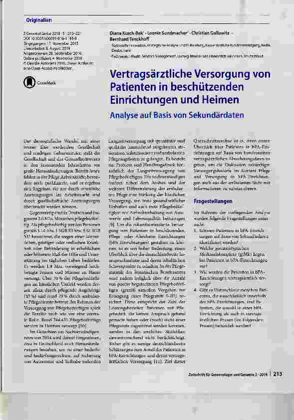 Vorschauseite 1: Vertragsärztliche Versorgung von Patienten in beschützenden Einrichtungen und Heimen