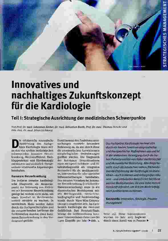 Vorschauseite 1: Innovatives und nachhaltiges Zukunftskonzept für die Kardiologie