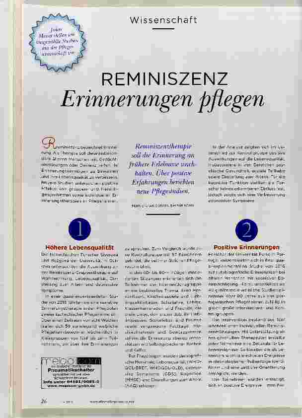Vorschauseite 1: REMINISZENZ Erinnerungen pflegen