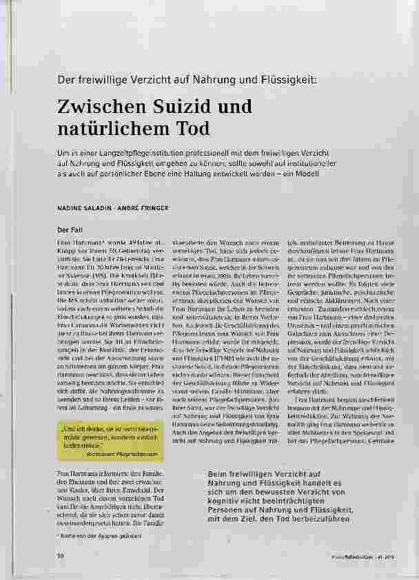 Vorschauseite 1: Zwischen Suizid und natürlichem Tod