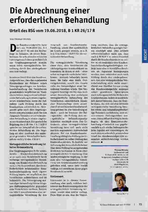 Vorschauseite 1: Die Abrechnung einer erforderlichen Behandlung