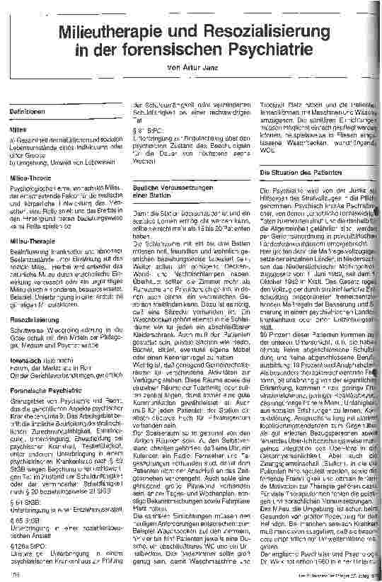 Vorschauseite 1: Milieutherapie und Resozialisiertung in der forensischen Psychiatrie
