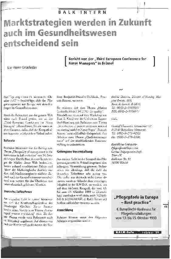 Vorschauseite 1: Marktstrategien werden in Zukunft auch im Gesundheitswesen entscheidend sein