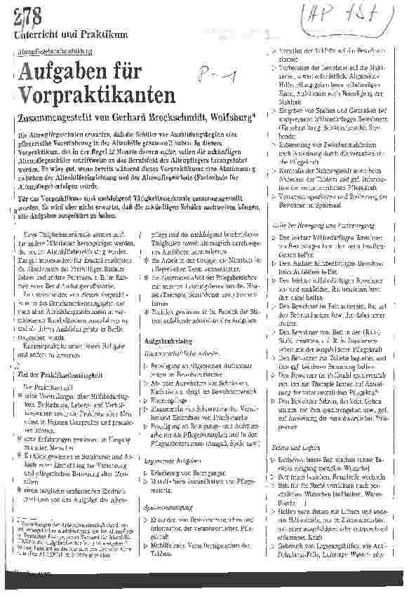 Vorschauseite 1: Aufgaben für Vorprakikanten