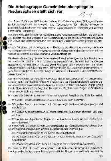 Vorschauseite 1: Die Arbeitsgruppe Gemeindekrankenpflege in Niedersachsen stellt sich vor