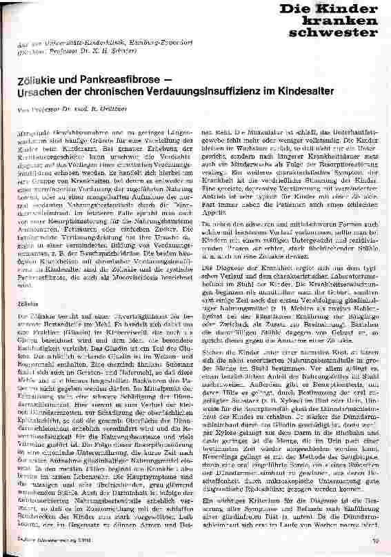 Vorschauseite 1: Zöliakie und Pankreasfibrose - Ursachen der chronischen Verdauungsinsuffizienz im Kindesalter
