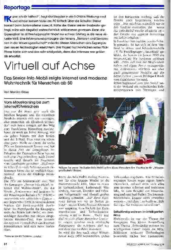 Vorschauseite 1: Virtuell auf Achse Das Senior-Info-Mobil zeigte Internet und moderne Wohntechnik für Menschen ab 50