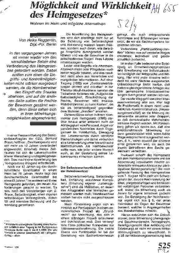 Vorschauseite 1: Möglichkeit und Wirklichkeit des Heimgesetzes