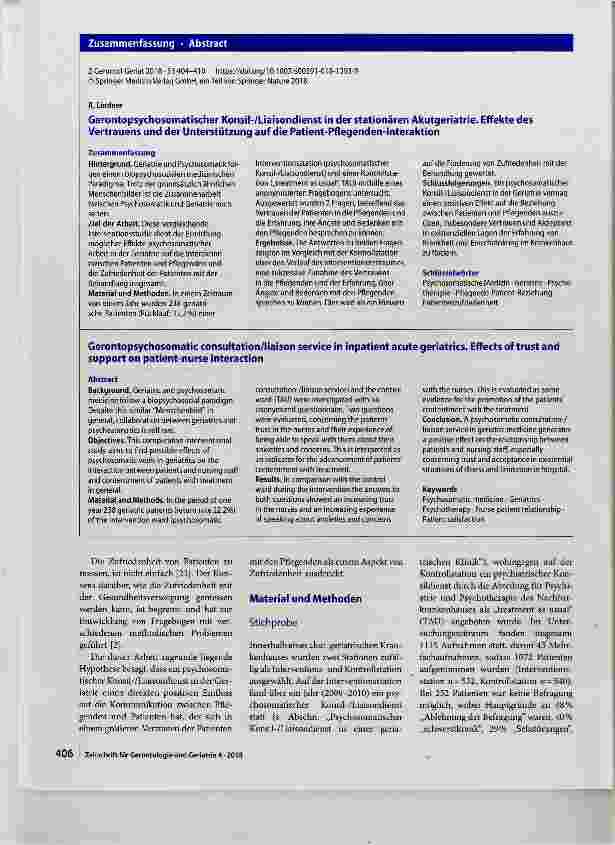 Vorschauseite 3: Gerontopsychosomatischer Konsil-ZLiaisondienst in der stationären Akutgeriatrie