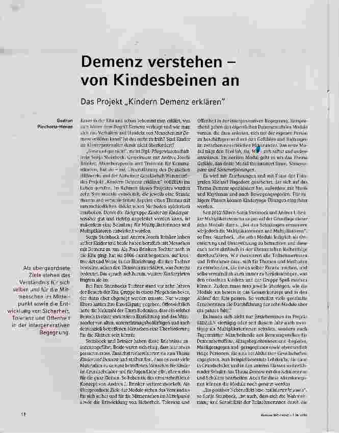 Vorschauseite 1: Demenz verstehen von Kindesbeinen an