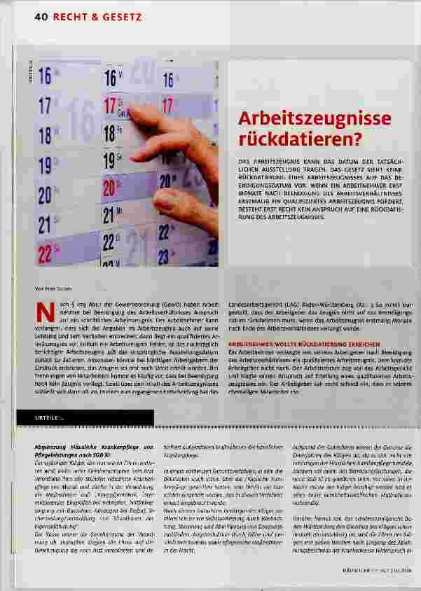 Vorschauseite 1: Arbeitszeugnisse rückdatieren?