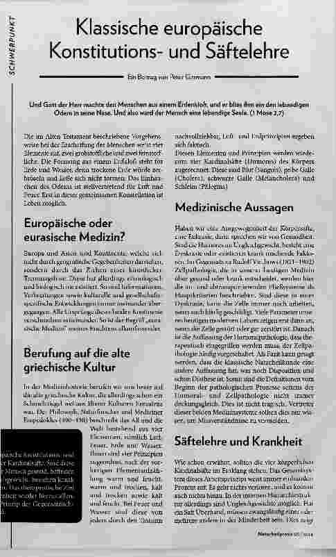 Vorschauseite 1: Klassische europäische Konstitutionsund Säftelehre