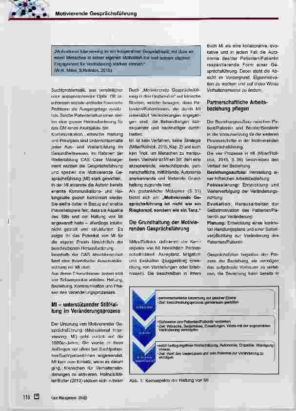 Vorschauseite 2: Motivierende Gesprächsführung: ein begleitender Stil/Haltung für das Case Management im Akutspital