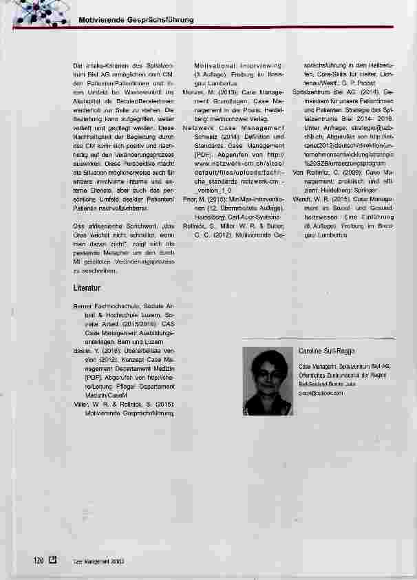 Vorschauseite 6: Motivierende Gesprächsführung: ein begleitender Stil/Haltung für das Case Management im Akutspital