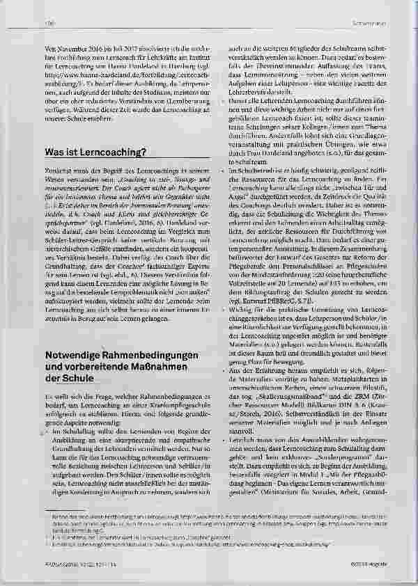 Vorschauseite 2: Das Lernen unterstützen Lerncoaching an der Krankenpflegeschule