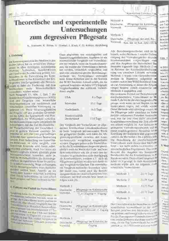 Vorschauseite 1: Theoretische und experimentelle Untersuchungen zum degressiven Pflegesatz