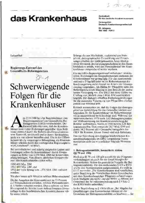 Vorschauseite 1: Schwerwiegende Folgen für die Krankenhäuser