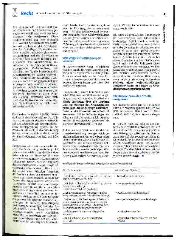 Vorschauseite 2: Der Arbeitnehmer hat bei Beendigung des Arbeitsverhältnisses einen Anspruch auf ein wahres und objektives Arbeitszeugnis
