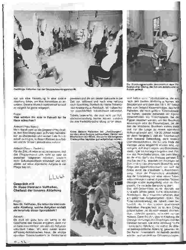 Vorschauseite 4: Die Thorax-chirurgische Spezialklinik Heidelberg-Rohrbach Gespräch mit den leitenden Schwestern Innere, Chirurgie, Tuberkulose