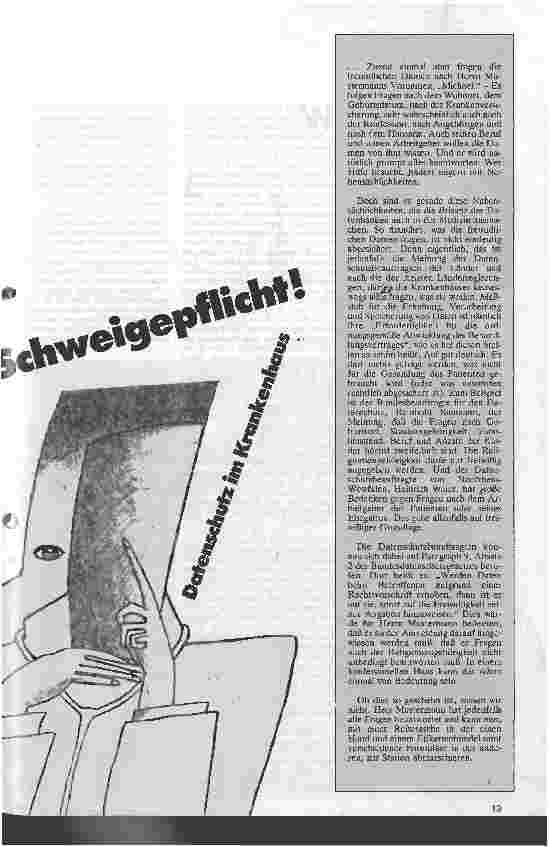 Vorschauseite 2: Schweigepflicht! Datenschutz im Krankenhaus