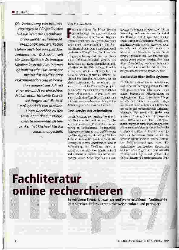 Vorschauseite 1: Fachliteratur online recherchieren Verbesserte Datenbanken liefern Literaturhinweise einfach und preiswert