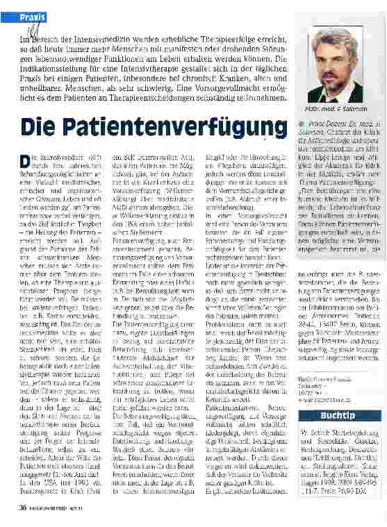 Vorschauseite 1: Die Patientenverfügung