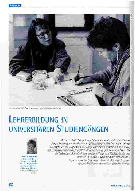 Vorschauseite 1: Lehrerbildung in Universitären Studiengängen