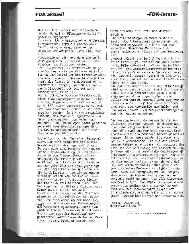 Vorschauseite 2: Stellungnahme des Fachverbandes der Krankenpflege zum Pflegenotstand