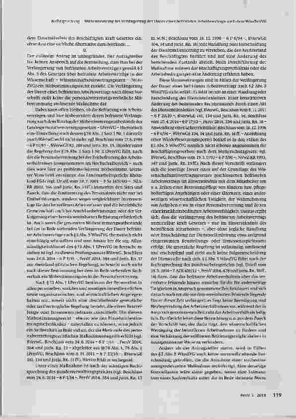 Vorschauseite 2: Mitbestimmung bei Verlängerung der Dauer eines befristeten Arbeitsvertrags nach dem Wissenschaftszeitvertragsgesetz