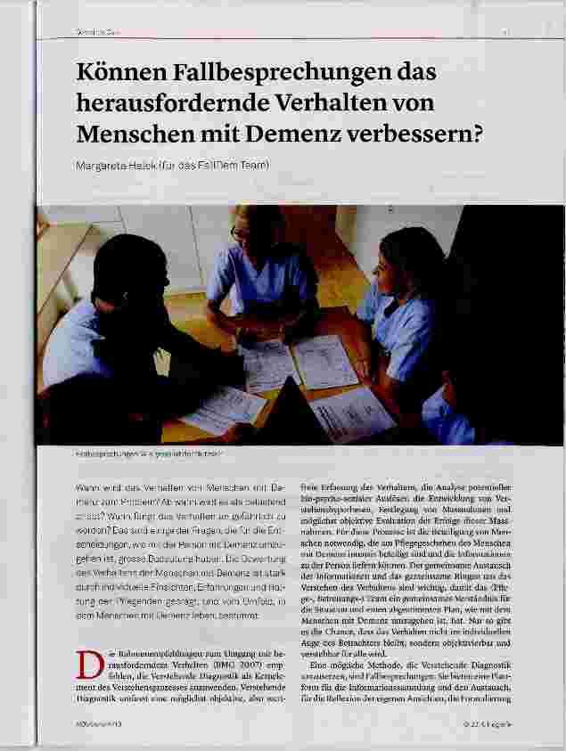 Vorschauseite 1: Können Fallbesprechungen das herausfordernde Verhalten von Menschen mit Demenz verbessern?