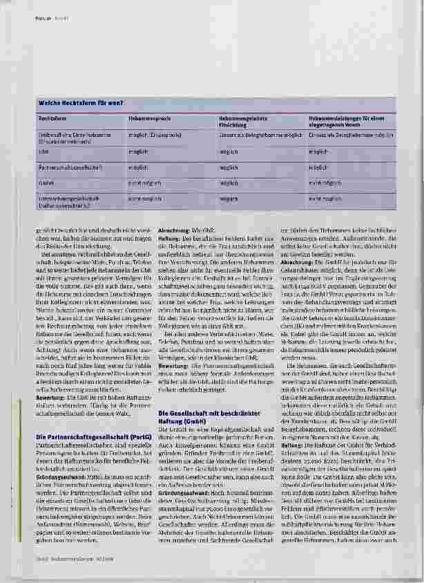 Vorschauseite 2: Rechtsforum GbR, PartG, GmbH oder was welche Rechtsform passt?