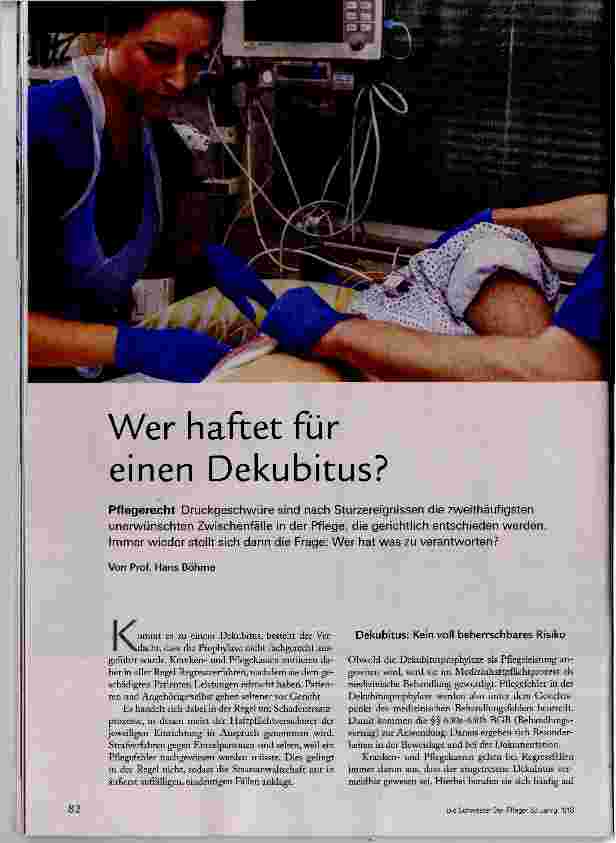 Vorschauseite 1: Wer haftet für einen Dekubitus?