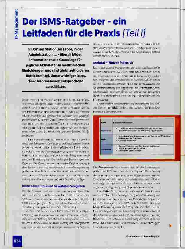 Vorschauseite 1: Der ISMS-Ratgeber - ein Leitfaden für die Praxis [Teil 1]