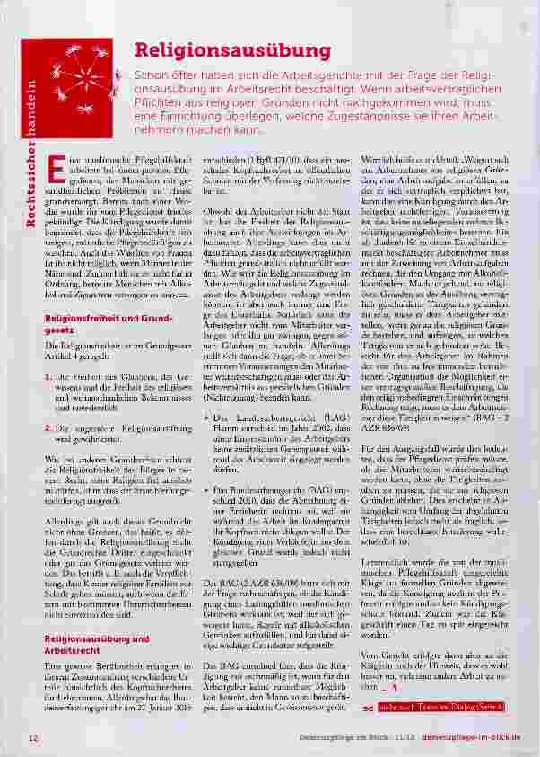 Vorschauseite 1: Religionsausübung