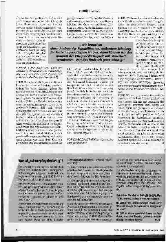 Vorschauseite 3: Forum-Interview mit Bundesgesundheitsministerin Prof. Ursula Lehr: Unser erstes Ziel: Pflegebedürftigkeit vermeiden