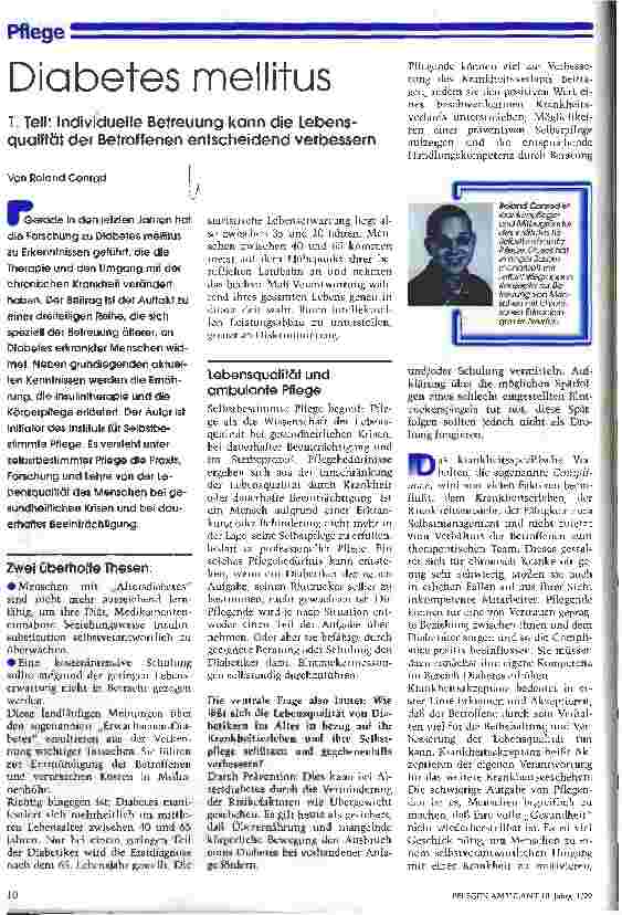 Vorschauseite 1: Diabetes mellitus 1. Teil: Individuelle Betreuung kann die Lebensqualität der Betroffenen entscheidend verbessern#