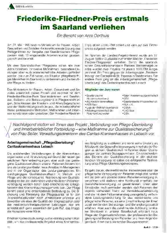 Vorschauseite 1: Arbeitsgemeinschaft Pflegeüberleitung Caritaskrankenhaus Lebach