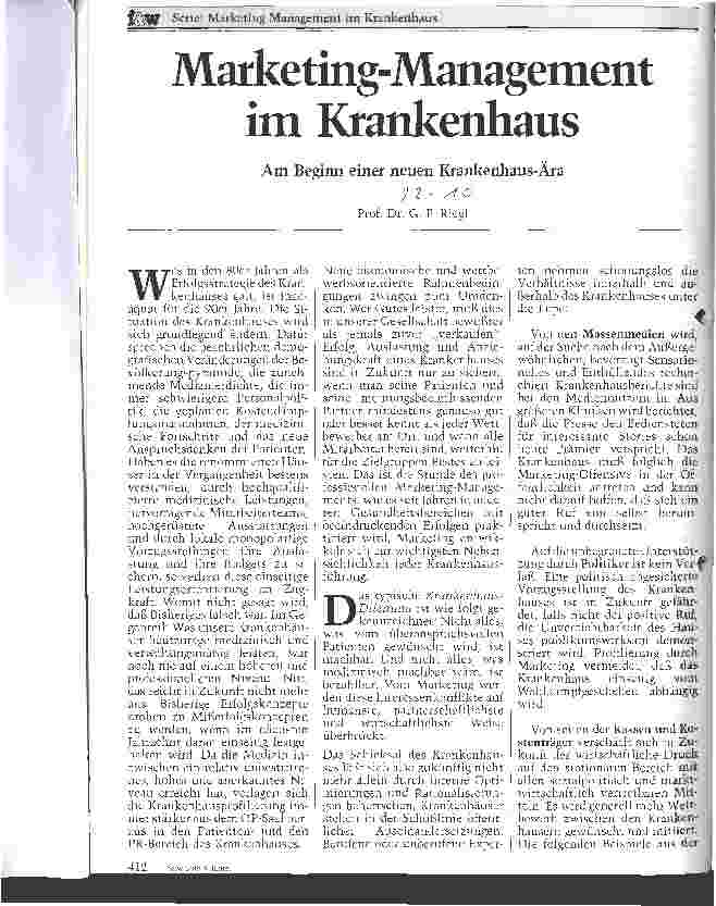 Vorschauseite 1: Marketing-Management im Krankenhaus Am Beginn einer neuen Krankenhaus-Ära