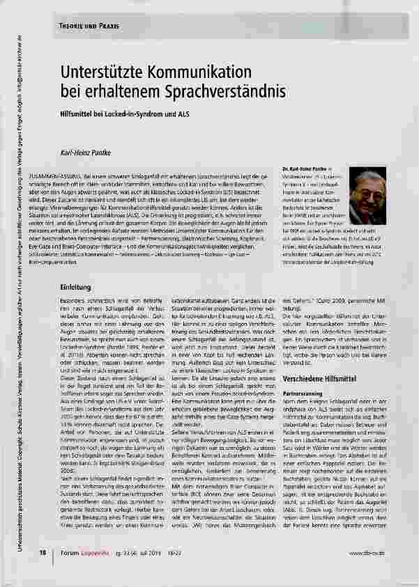 Vorschauseite 1: Unterstützte Kommunikation bei erhaltenem Sprachverständnis