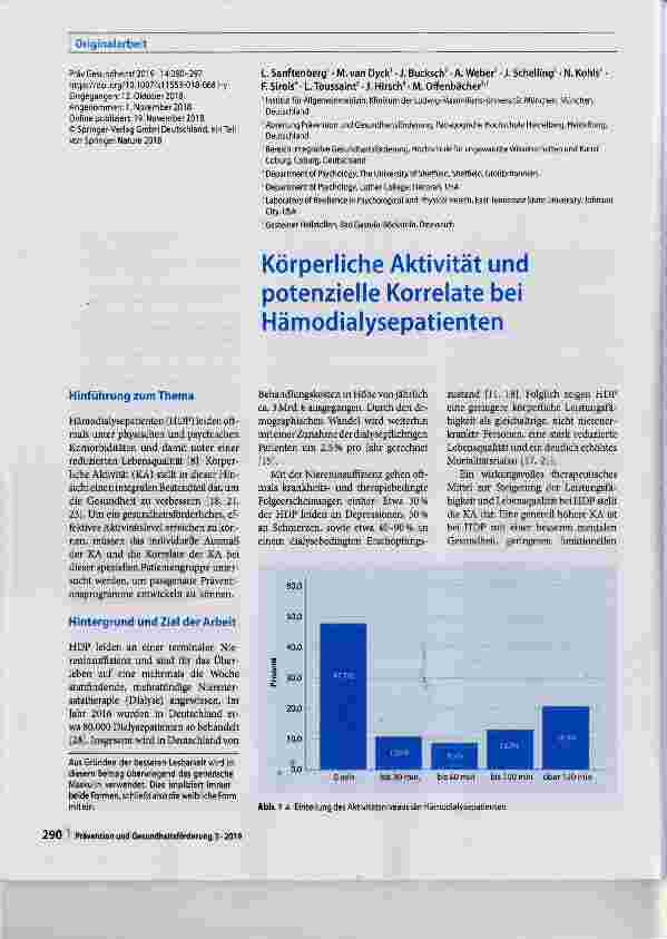 Vorschauseite 1: Körperliche Aktivität und potenzielle Korrelate bei Hämodialysepatienten